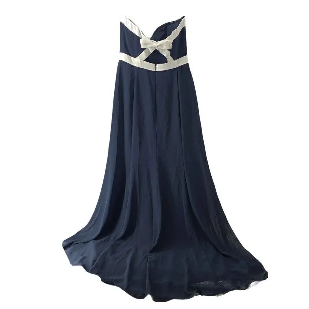 Navy Blue Maxi Bridesmaid Dress 10 Bow Keyhole